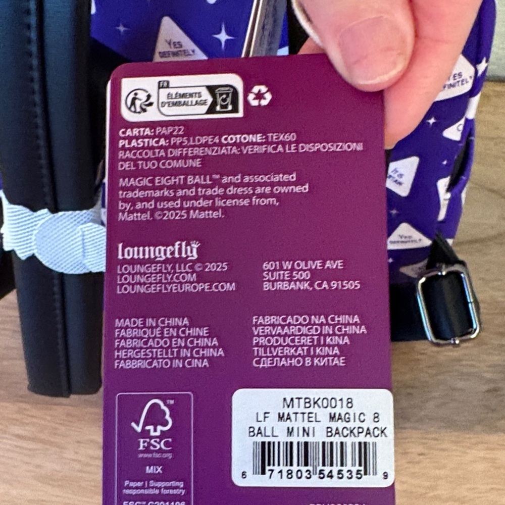 Loungefly Purple and Black Magic 8-Ball Backpack - Picture 11 of 12
